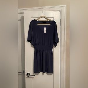 White House Black Market short sleeve smocked kimono dress - slate/gray blue